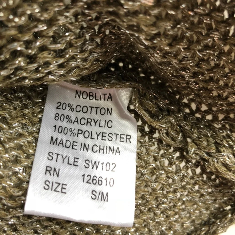 Cable Knit Sweater Metallic Gold Women’s Size: S/M - Picture 5 of 5